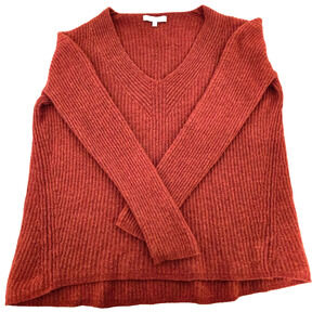 Madewell XS V Neck Rust Wool Blend Pullover Sweater New